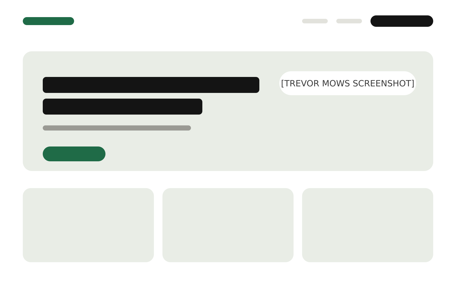 Screenshot of the Trevor Mows website